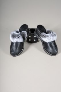 Papuci de damă cu garnitură din șinșilă-SHOE35-37