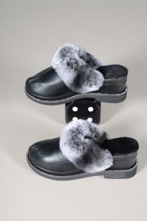 Papuci de damă cu garnitură din șinșilă-SHOE35-37