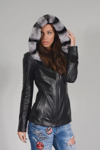 AA109 -  WOMEN'S JACKET OT LAMBSKIN AND CHINCHILLA