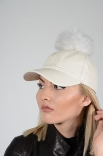 HAT01-PONPON -  Ladies hat lambskin and fox