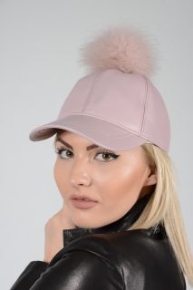 HAT01-PONPON -  Ladies hat lambskin and fox