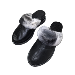 Papuci de damă cu garnitură din șinșilă-SHOE35-37