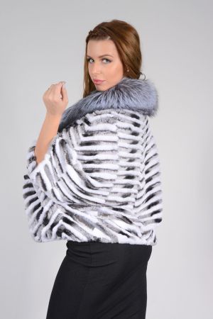 REX - WOMEN'S PONCHO CHINCHILLA WITH FOX