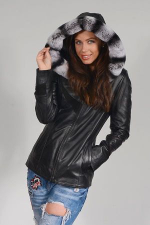 AA109 -  WOMEN'S JACKET OT LAMBSKIN AND CHINCHILLA