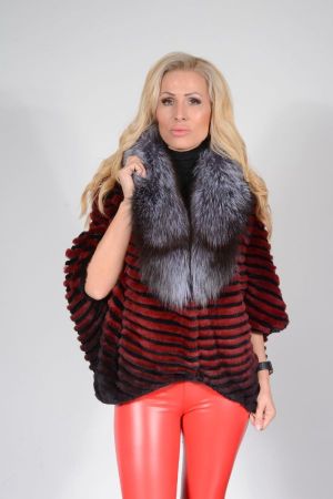 REX - WOMEN'S PONCHO CHINCHILLA WITH FOX